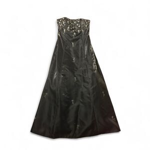 NWT Vintage 90s Black Beaded Strapless Corset Back Ball Gown Prom Dress Size 8